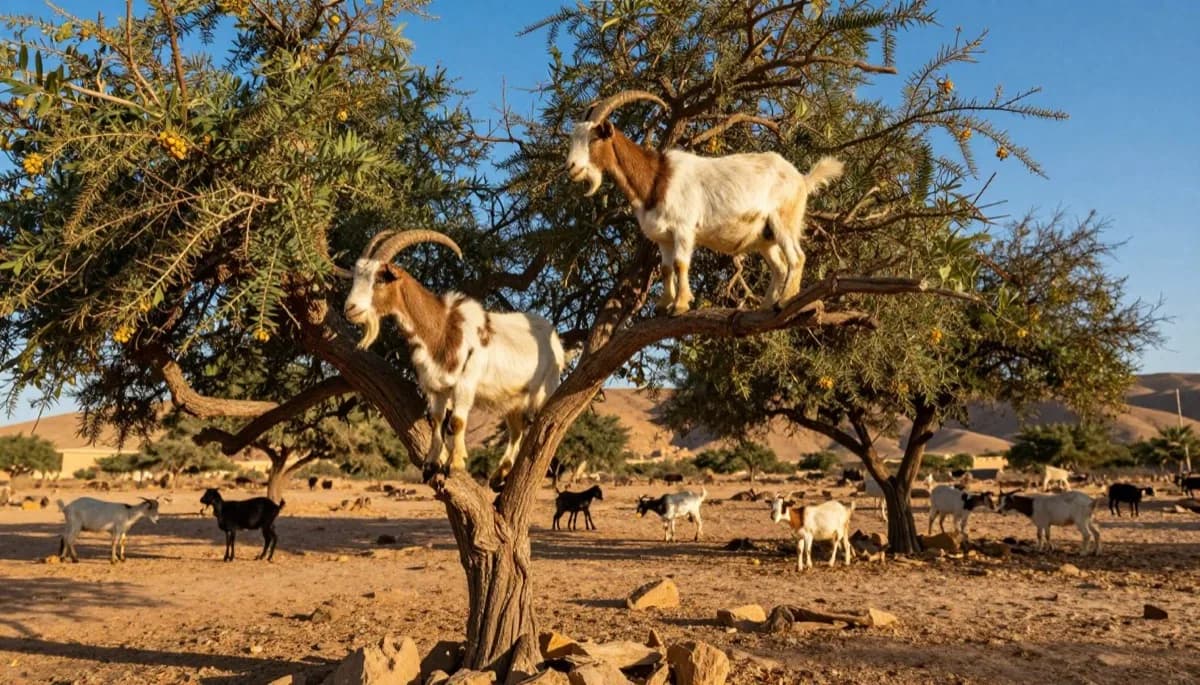 Goats Climbing the Argan Trees